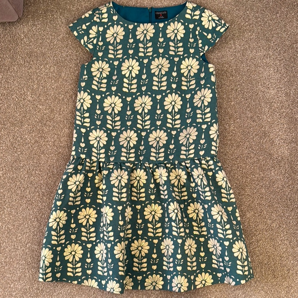 J CREW Crewcuts Green floral dress girls size 14